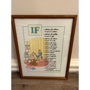 Vintage Handmade Cross-Stitch Children Learn What They Live by Dorothy Law Nolte